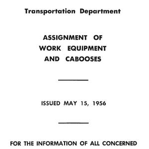 NYNH&H 1956-05-15 Work Equipment & Caboose Assignment