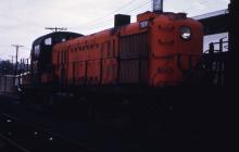 3/4 front end view of the engineer's side of RS-3 #529