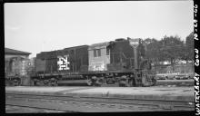 Engineer's side view of RS-11 #1410 with RS-3 #553 south of station in Waterbury, CT