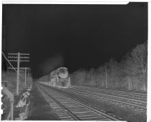 Extra passenger East at Miners Lane near New London.  Engineer's side 3/4 view.